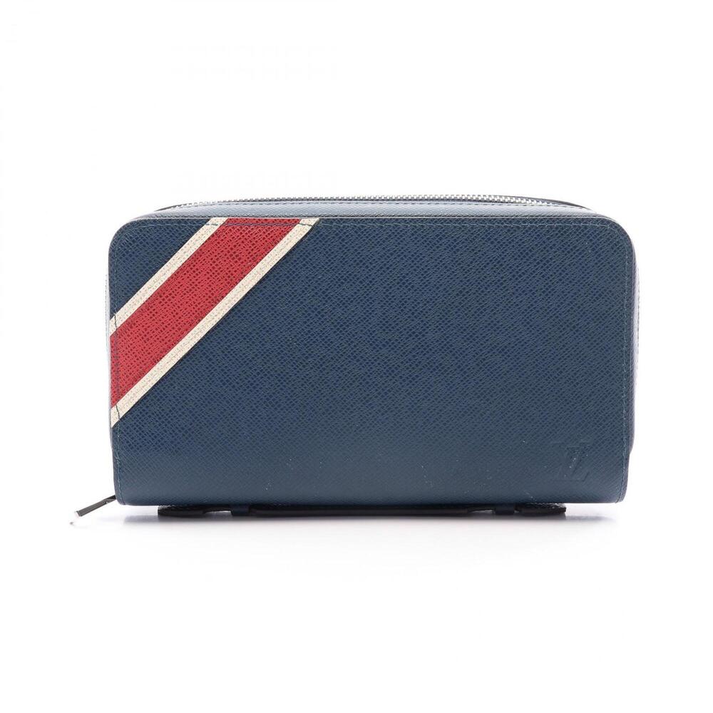 Louis Vuitton Zippy XL Taiga Stripe Ocean Round Long Wallet, Leather, Men's, ...